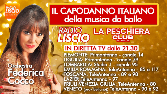 Capodanno con Radio Liscio: la diretta Tv arriva in tutto il Nord e Centro Italia