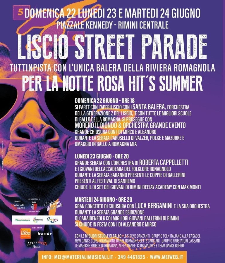 Torna a Rimini la Liscio Street Parade, la grande balera sul mare