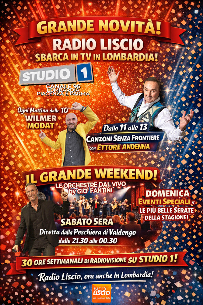 GRANDE NOVITA': dal 7 aprile Radio Liscio sbarca in tv in Lombardia