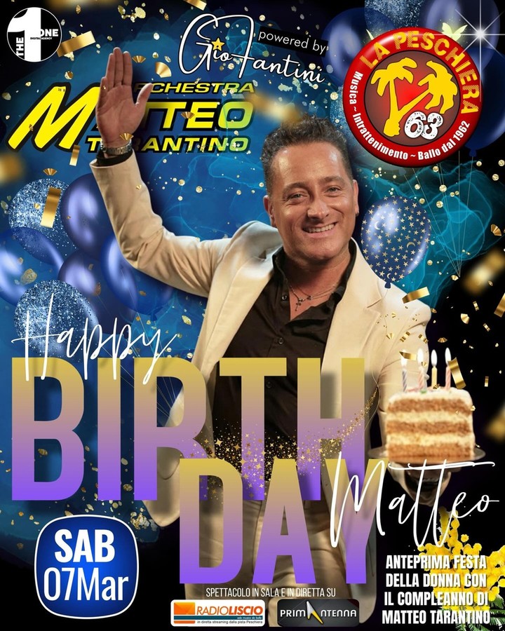 Matteo Tarantino alla Peschiera: una serata speciale tra musica, televisione e… compleanno