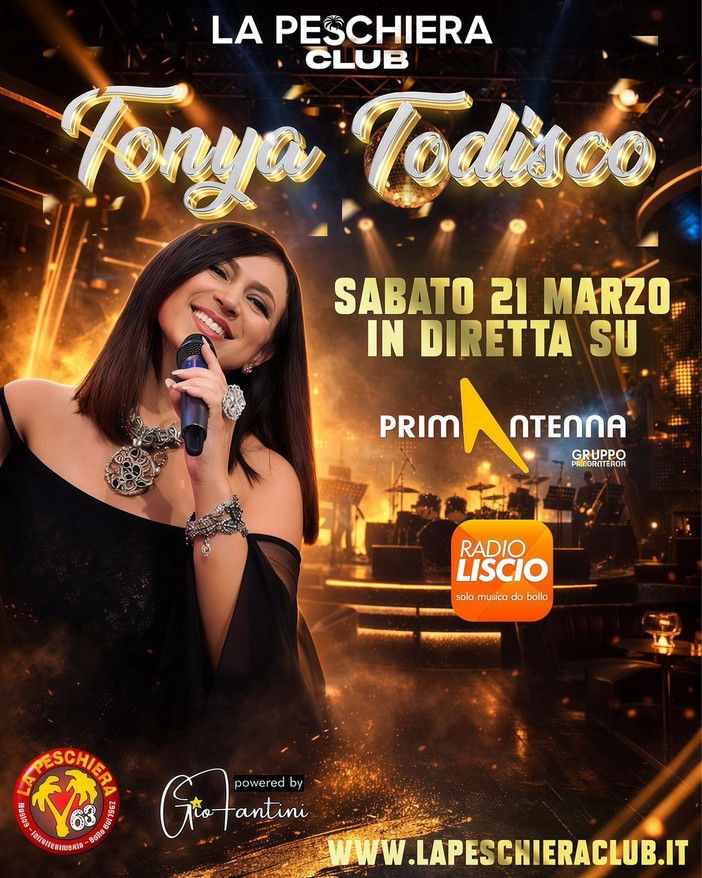 Tonya Todisco alla Peschiera: sabato 21 marzo una serata tutta da vivere